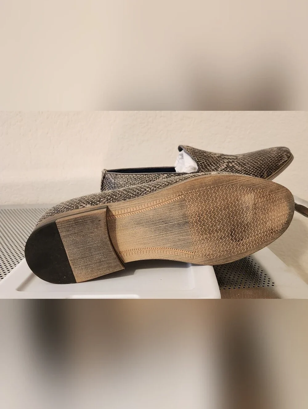 Steve Madden Men’s Snake-Print Slip-On Loafers in Brown and Black Men Size 7.5